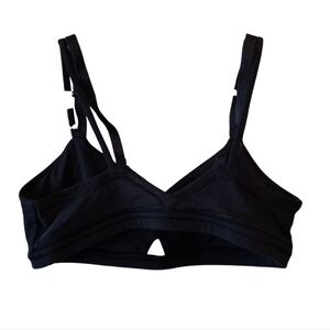 LULULEMON Polka Dot Band Sports Bra Black 10 Vneck Peekaboo